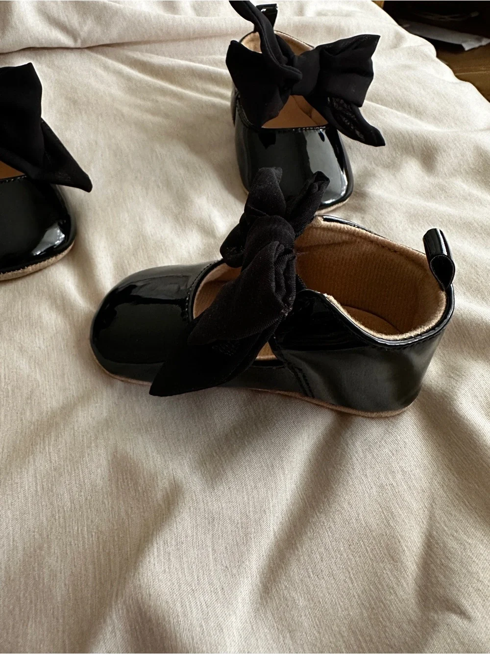 Baby Girls Black Dress Shoes Mary Jane Shoes with Bow - Twin shoes matching